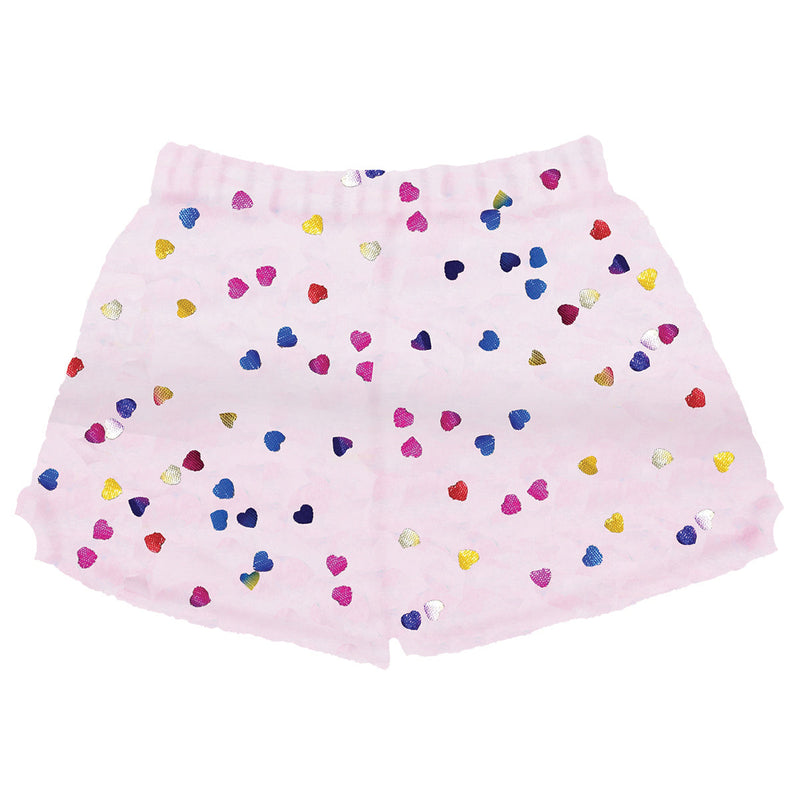 Iscrem Colorful Foil Hearts Plush Shorts