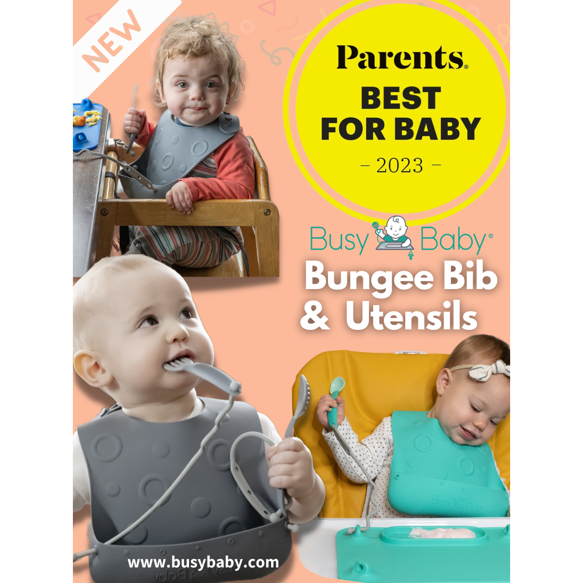 Busy Baby Bungee Bib & Utensil Set