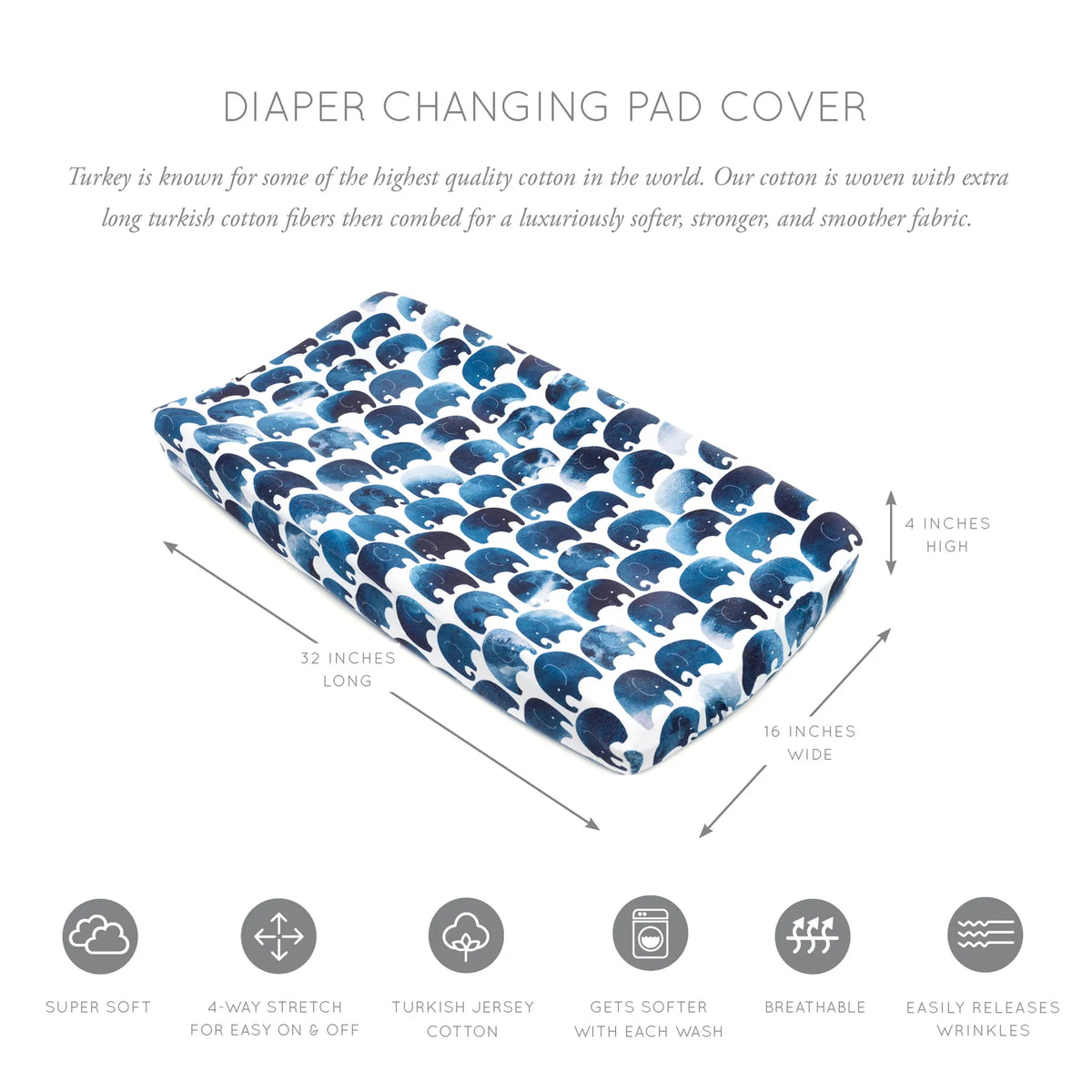 ELEFANT JERSEY CHANGING PAD COVER
