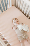 Copper Pearl Premium Knit Fitted Crib Sheet | Blush