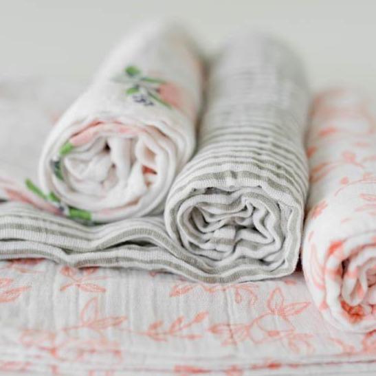 Little Unicorn Cotton Muslin Swaddle Blanket Set - Garden Rose
