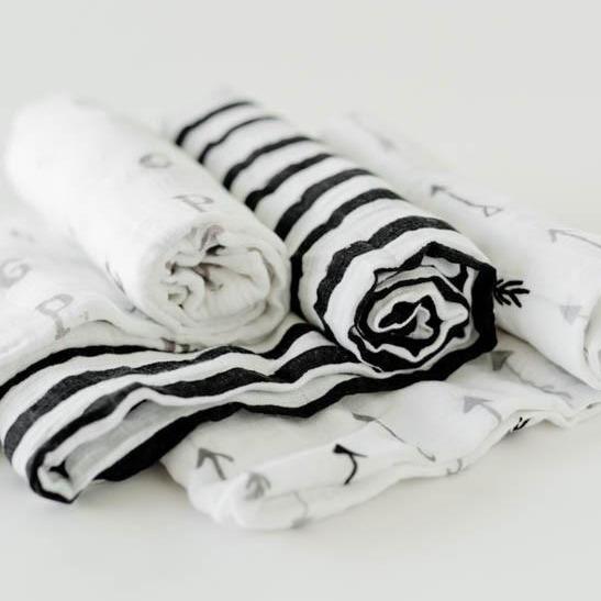 Little Unicorn Cotton Swaddle Set - Black and White