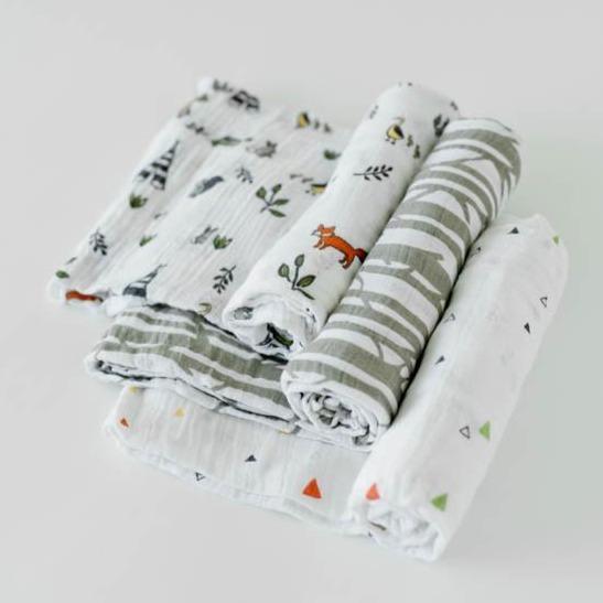 Little Unicorn Cotton Muslin Swaddle Blanket Set - Forest Friends