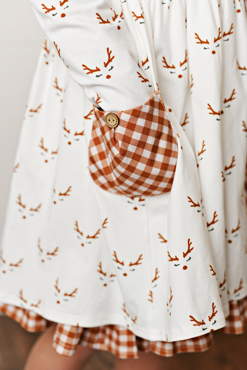 Reindeer Pocket Tiered Dress