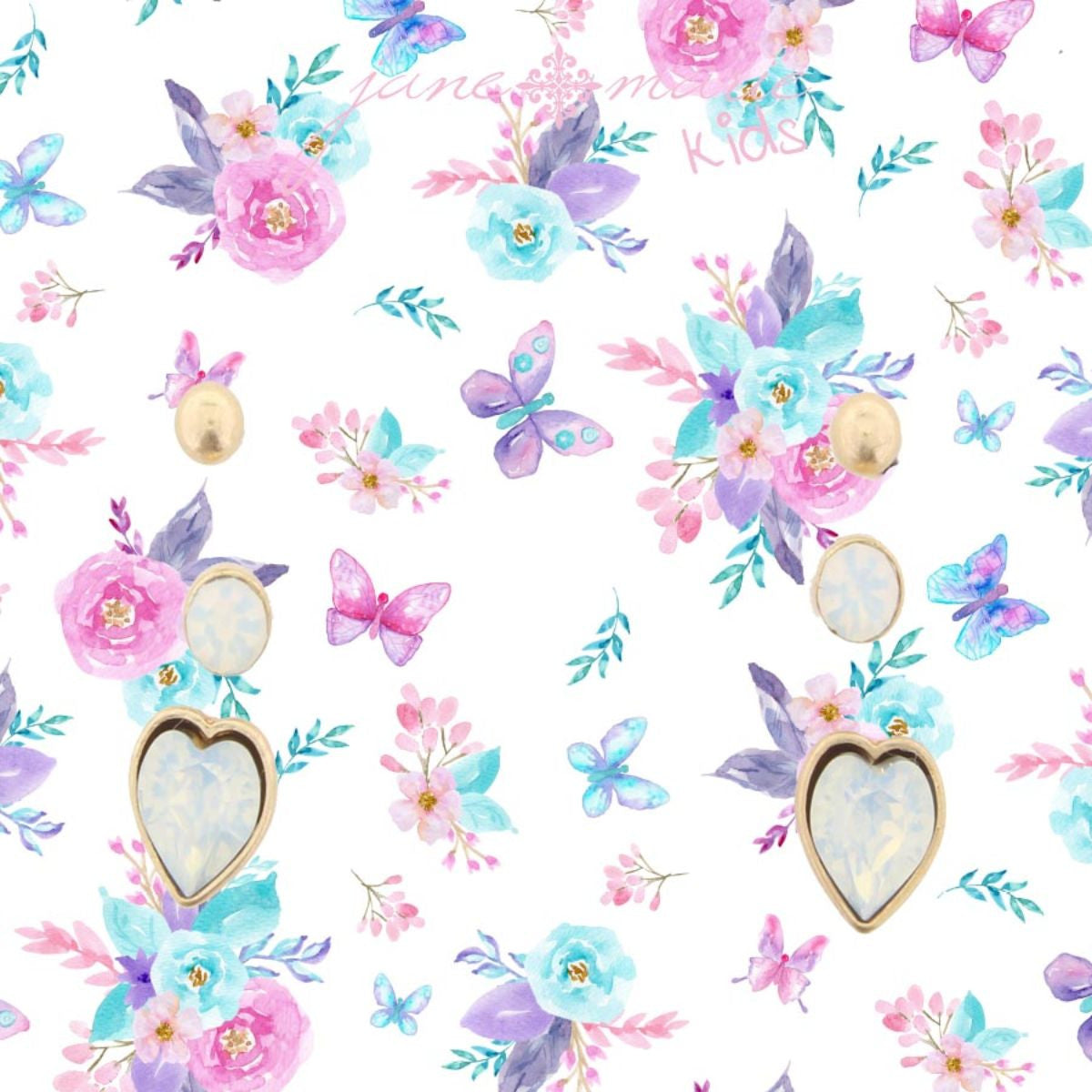 Kids Stud Earrings Gold Ball, White Stud and White Heart