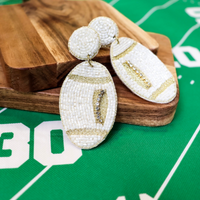 Jane Marie Pearly White Beaded Football Earrings
