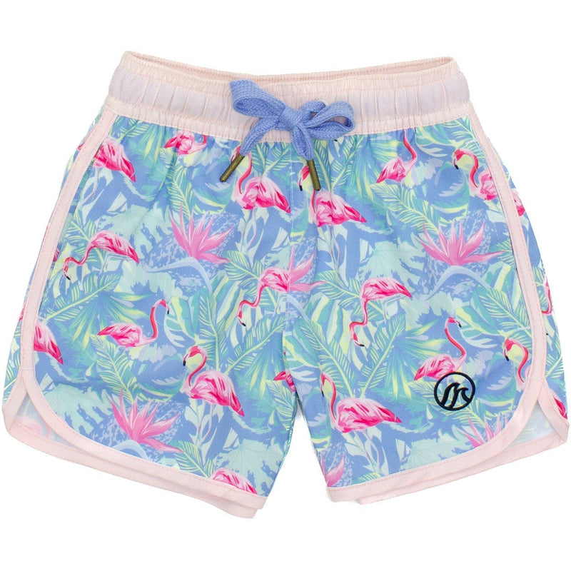 Properly Tied Lucky Duck Retro Shordees Swim | Floral Flamingo