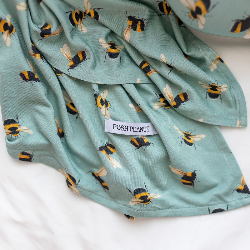 Posh Peanut Spring Bee Infant Swaddle and Beanie Set