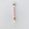 Pacifier + Teether Clip- Silicone with 1 Beechwood Bead - Blush