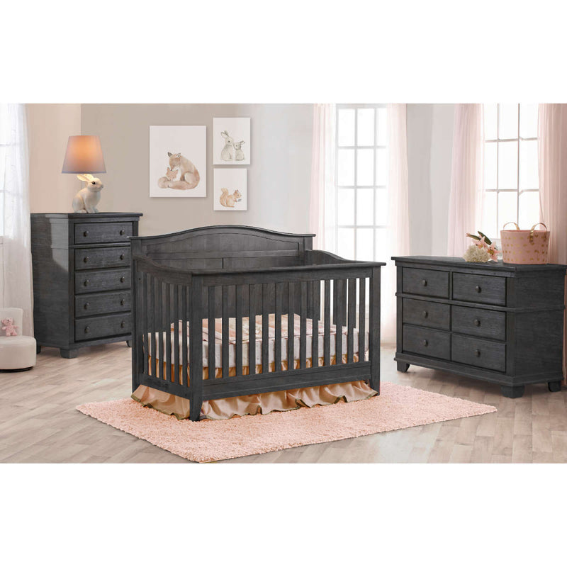 Potenza Arch Top Crib + Double Dresser + 5-Drawer Chest