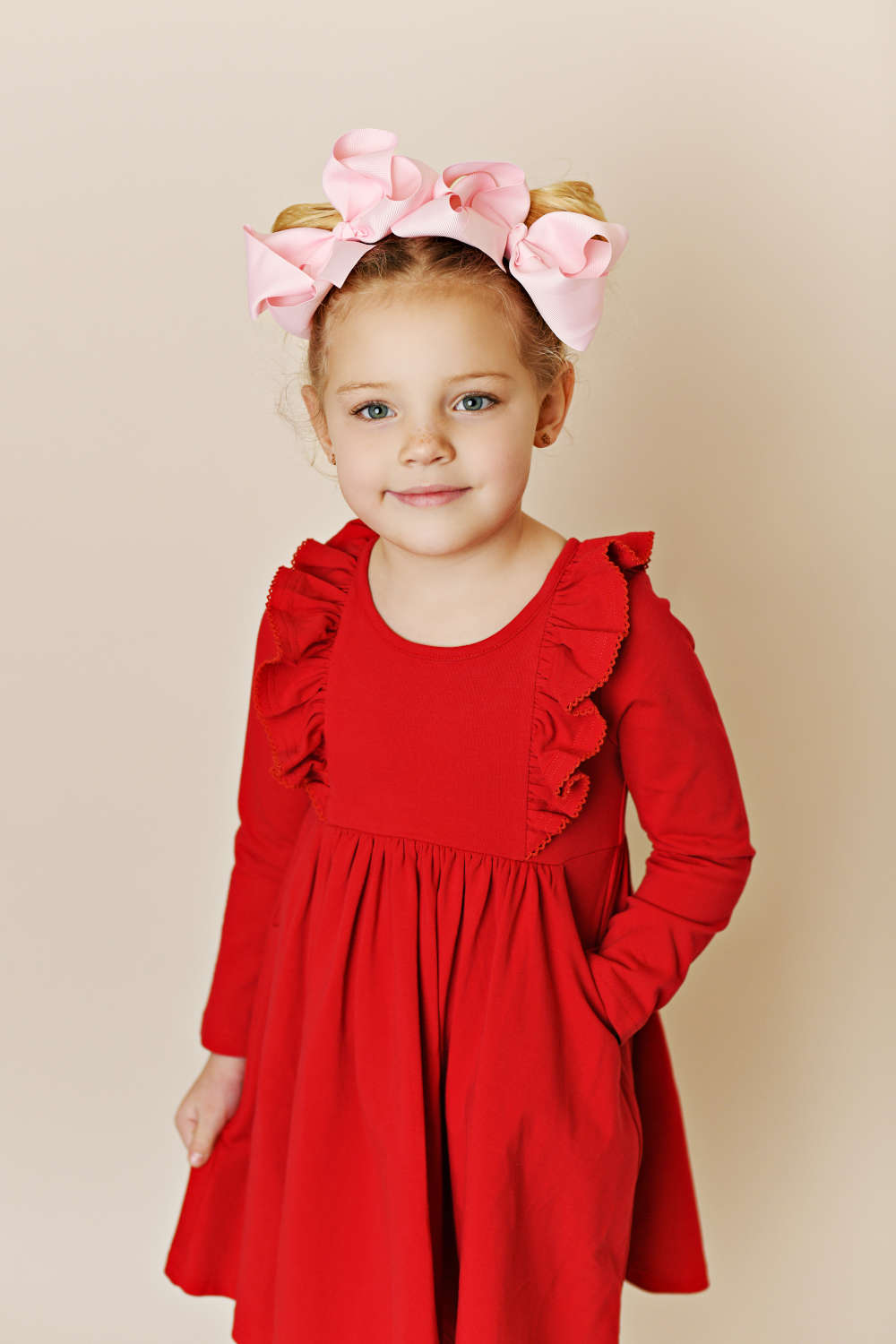 Swoon Baby Clothing Red Picot Pocket Bella Dress