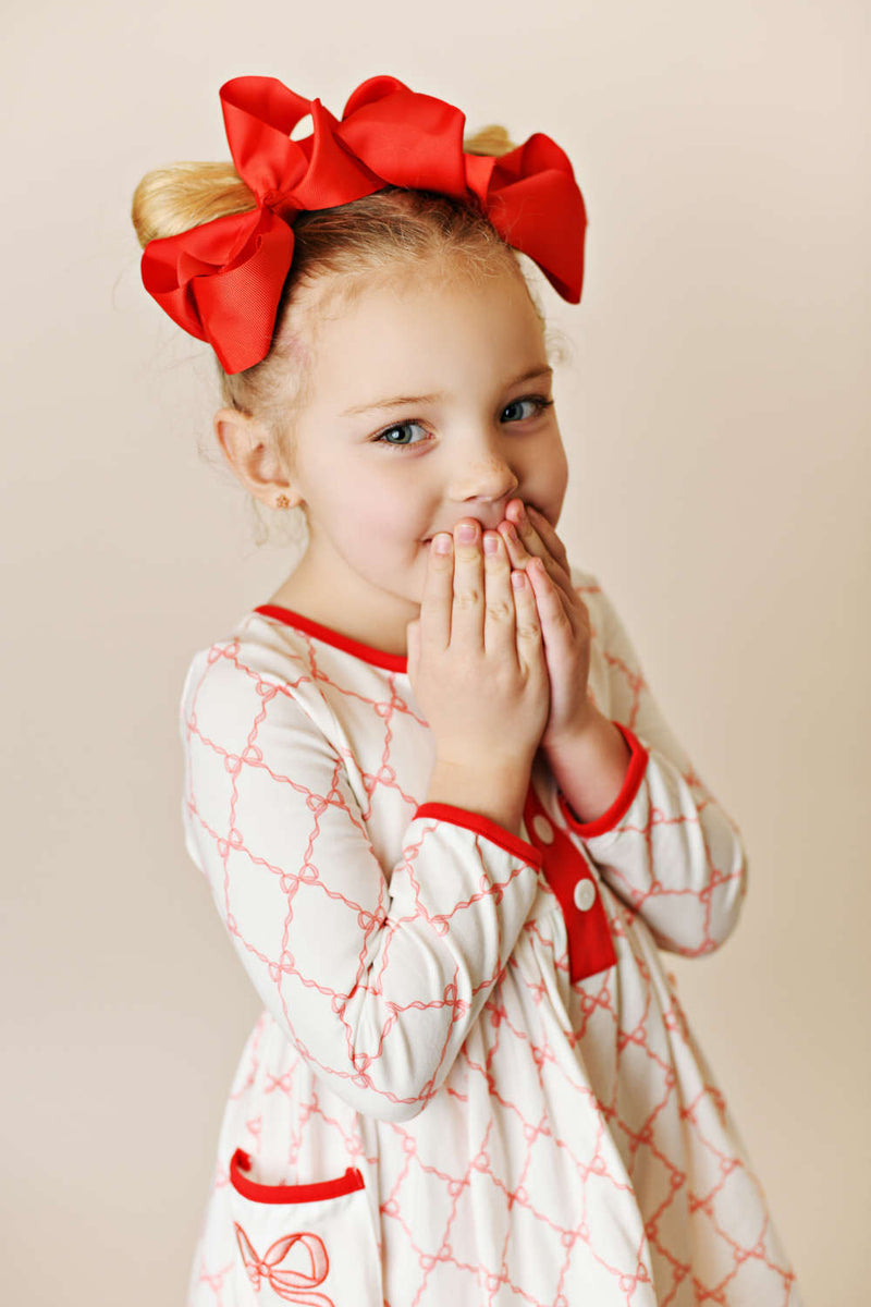 Swoon Baby Clothing Ribon Bow Embroidery Pocket Dress