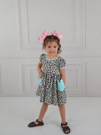 Swoon Baby Clothing Rainbow Leopard Peony Bow Dress