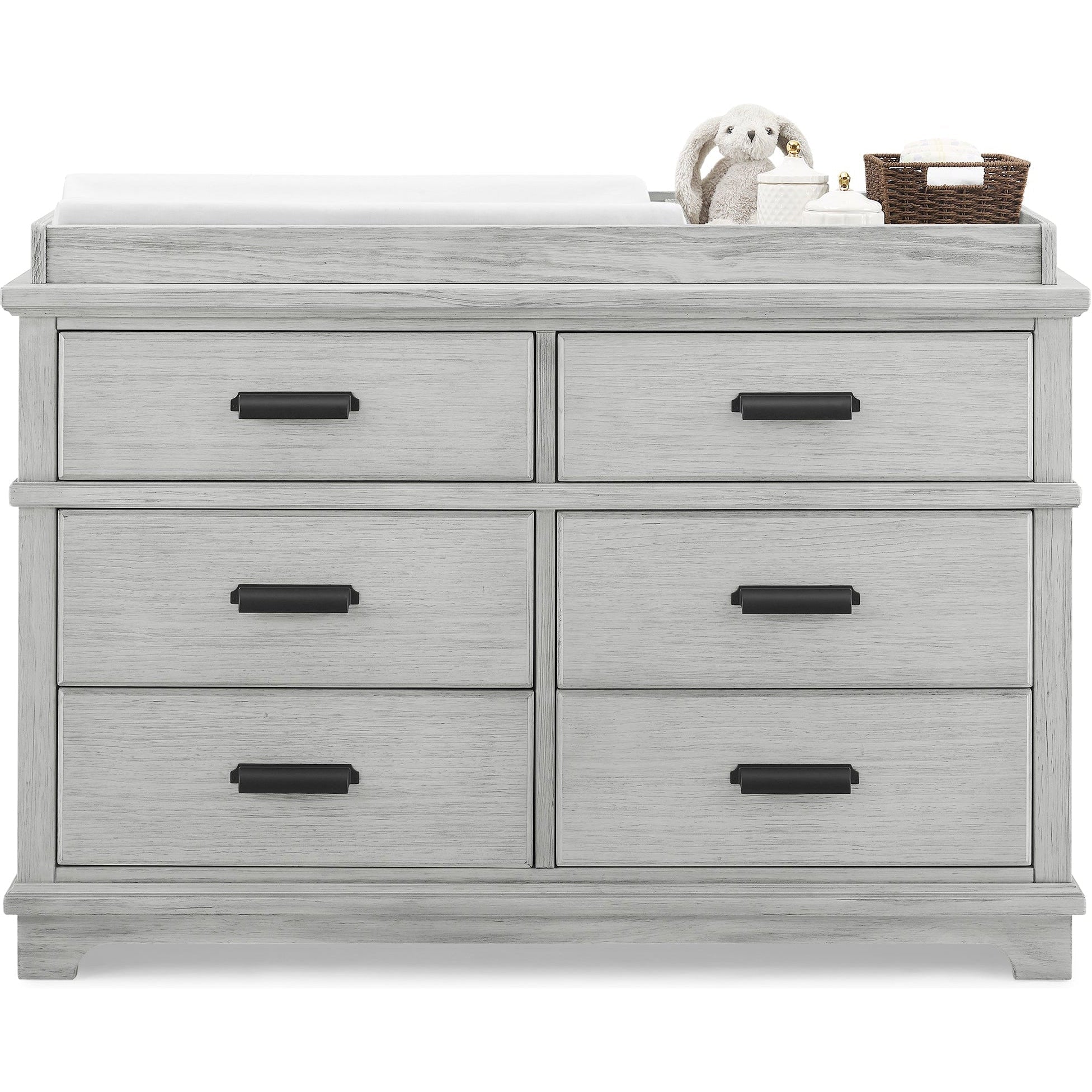delta children rustic acorn dresser Delta Children Asher 6-Drawer Dresser with Changing Top Rustic Grey