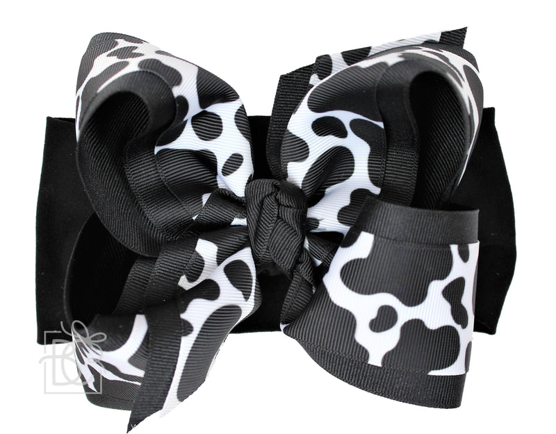 WIDE PANTYHOSE HEADBAND W/  LAYERED SPECIALTY COW BOW