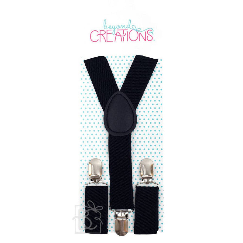 Black Adjustable Solid Color Suspenders