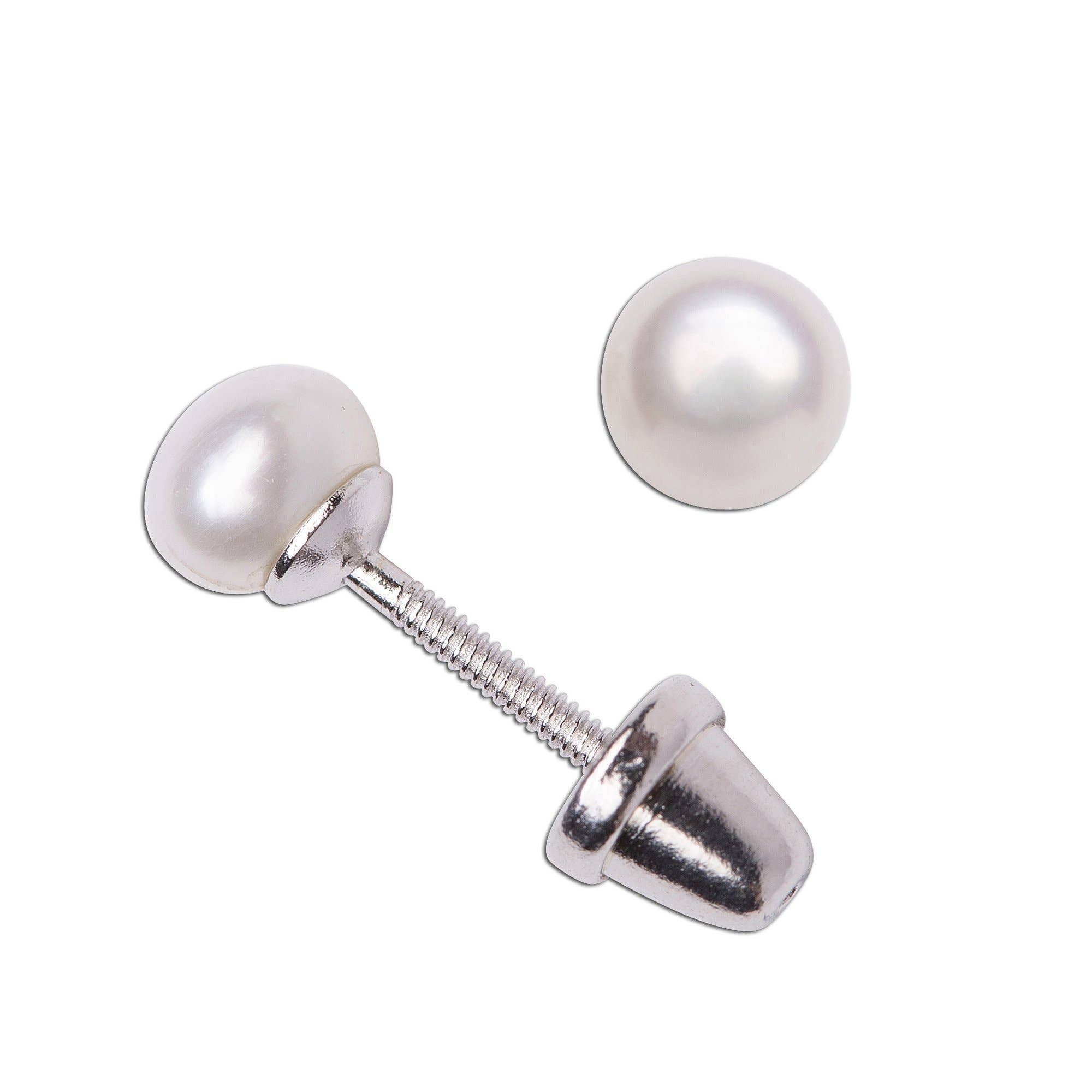 Sterling Silver Baby Baptism Pearl Earrings Christening Gift
