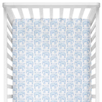 Sugar + Maple Crib Sheet | Elephant Blue
