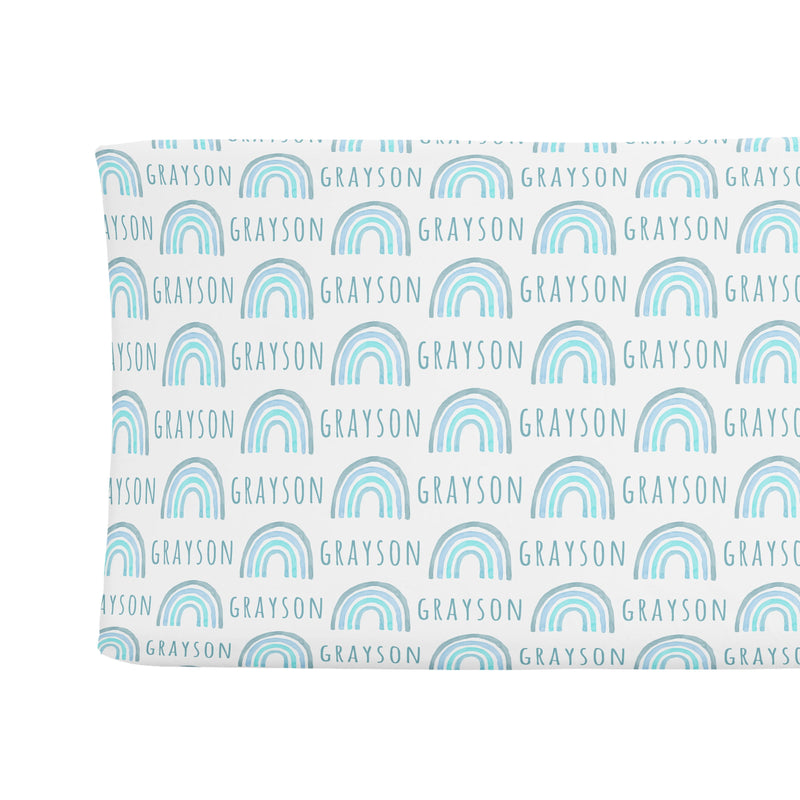 Sugar + Maple Changing Pad Cover | Rainbow Blue