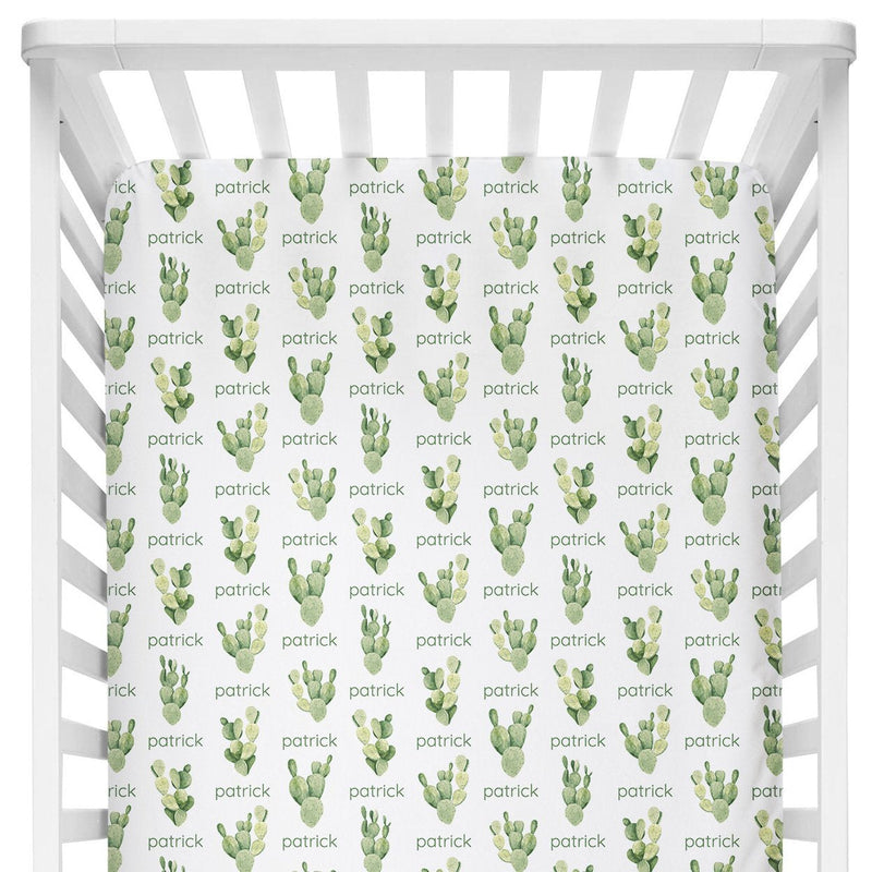 Sugar + Maple Crib Sheet | Cactus