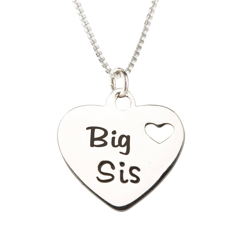 Sterling Silver Big Sis Heart Necklace for Girls & Sisters