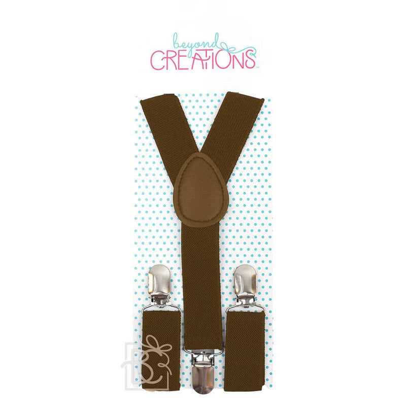 Brown Adjustable Solid Color Suspenders
