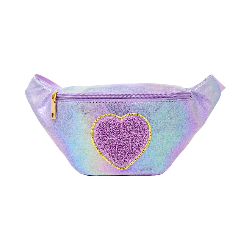 Shiny Heart Patch Sling Bag: Purple