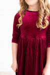Mila & Rose Cranberry Velvet Twirl Dress
