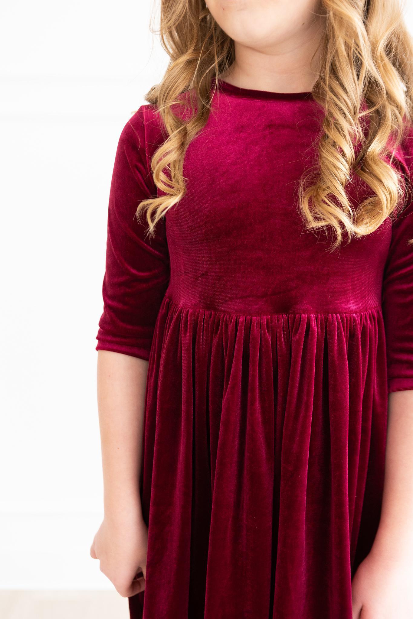 Cranberry Velvet Twirl Dress 12-24M