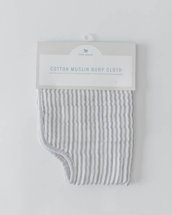 Little Unicorn Cotton Muslin Burp Cloth - Grey Stripe