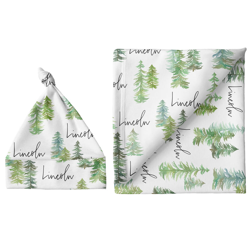 Sugar + Maple Small Blanket & Hat Set | Pine Tree