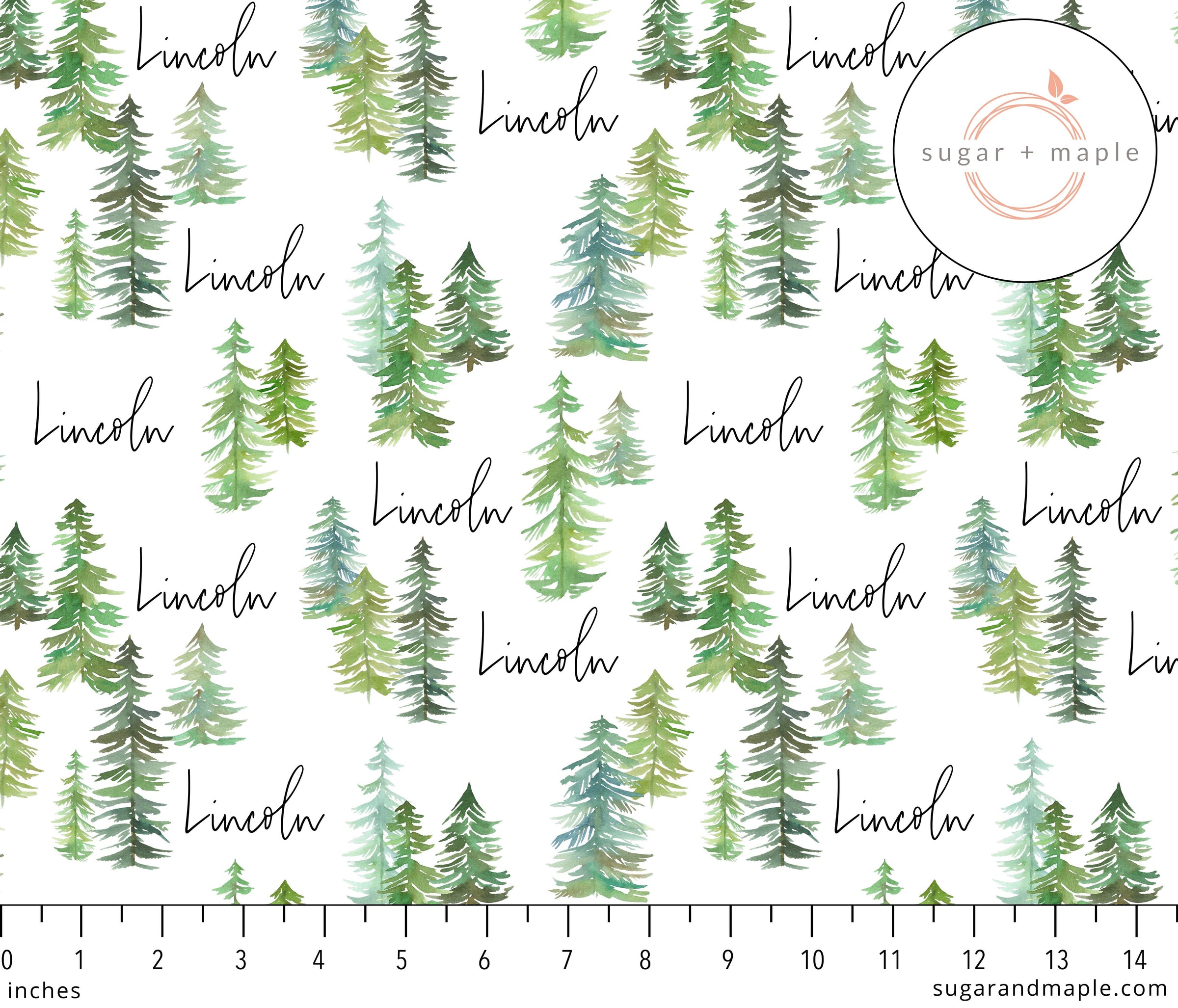 Sugar + Maple Plush Minky Fleece Personalized Blanket | Pine Tree