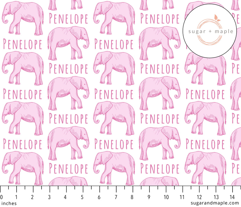 Sugar + Maple Plush Minky Fleece Personalized Blanket | Elephant Pink