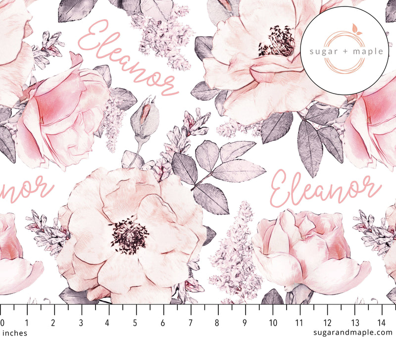 Sugar + Maple Plush Minky Fleece Personalized Blanket | Wallpaper Floral