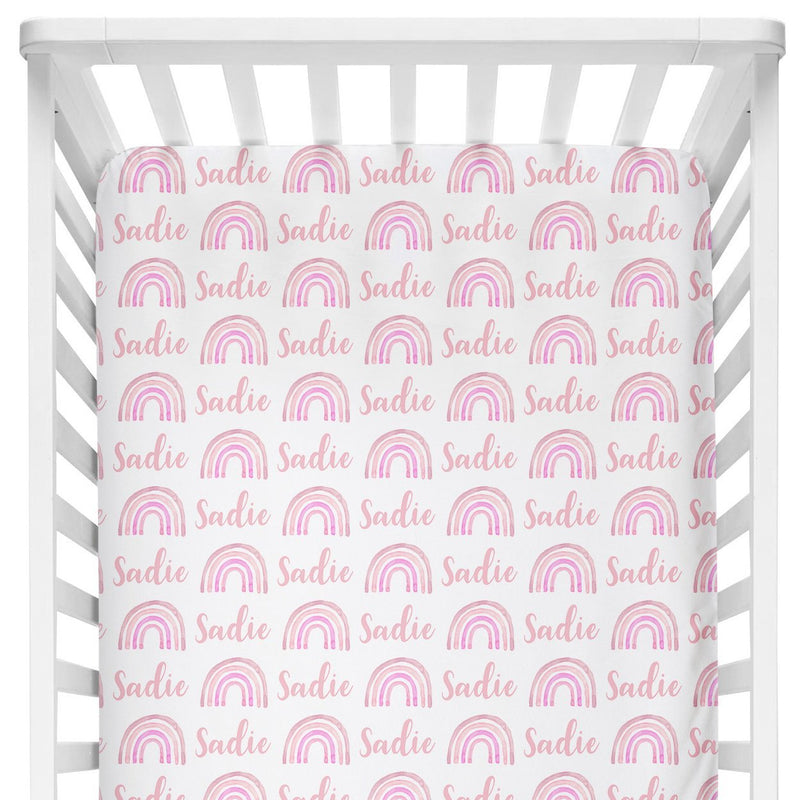 Sugar + Maple Crib Sheet | Rainbow Pink