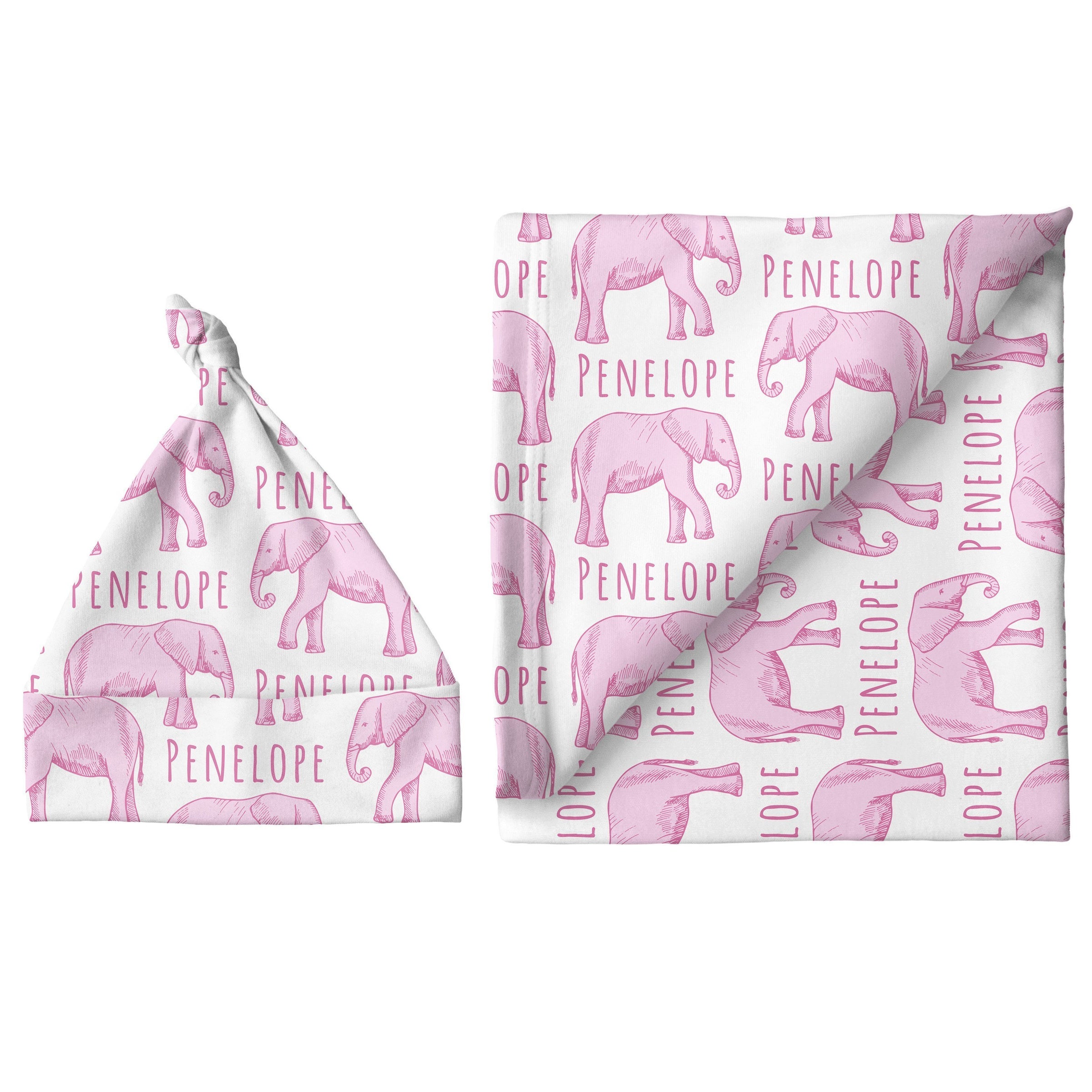 Sugar + Maple Large Blanket & Hat Set | Elephant Pink