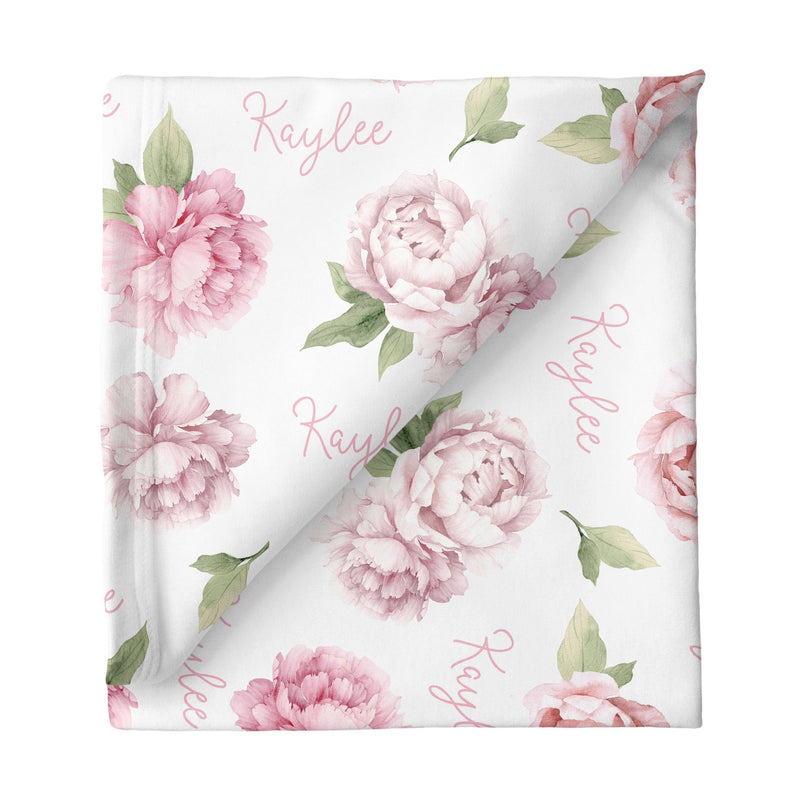 Sugar + Maple Stretchy Blanket | Pink Peonies