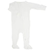 Whispery White Piped Zipper Footie