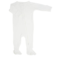 Whispery White Piped Zipper Footie