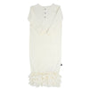 Sweet Bamboo Whispery White Ruffle Receiving Gown OS