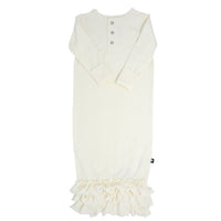 Sweet Bamboo Whispery White Ruffle Receiving Gown OS