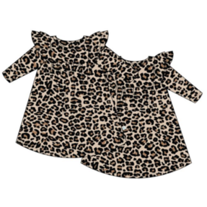 Posh Peanut Lana Leopard 3/4 Sleeve Flutter Dress