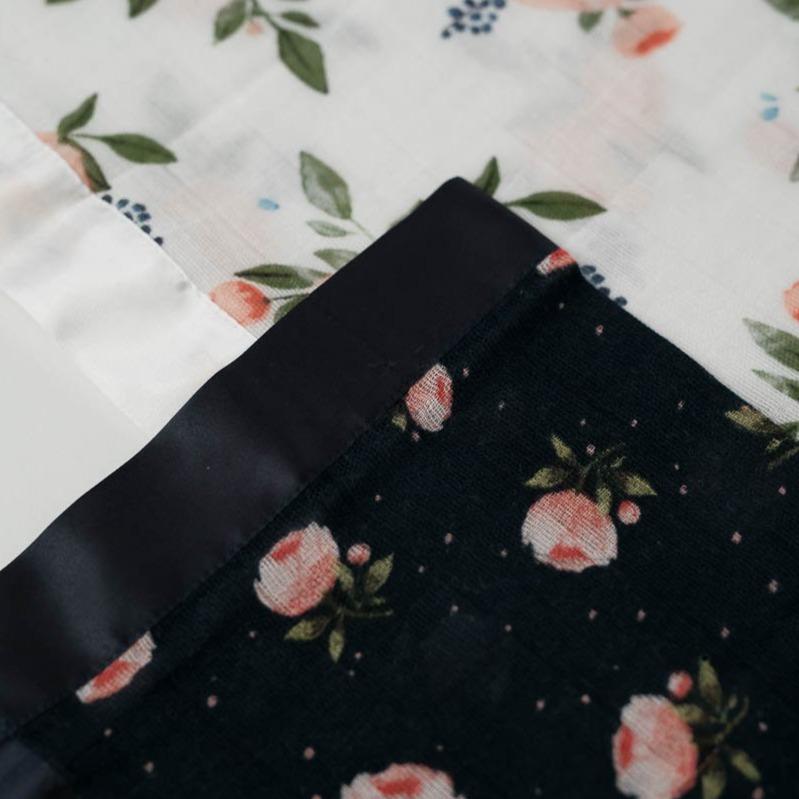 Little Unicorn Cotton Muslin Security Blankets - Watercolor Roses + Midnight Rose