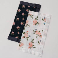 Little Unicorn Cotton Muslin Security Blankets - Watercolor Roses + Midnight Rose