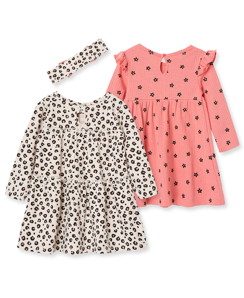 Pink Multi Leopard Knit Dress Set