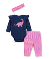 Pink Dino Bodysuit Set